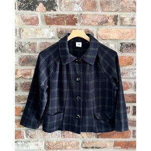 CAbi 3551 Connery Blue Plaid Crop Jacket, M